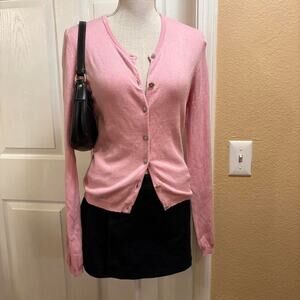 Moda International pink silk cashmere blend cardigan with cute buttons. Medium
